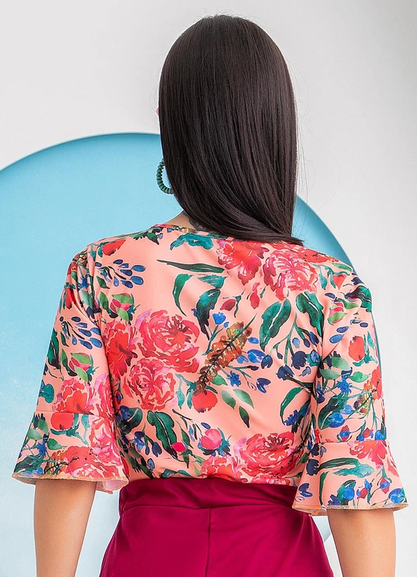 Rosalie - Blusa Floral Vibrante em Jersey Acetinado 2