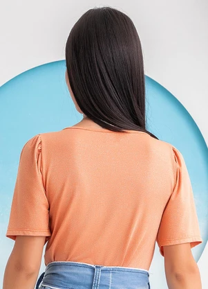 Rosalie - Blusa Laranja em Malha Metalizada - ROSALIE