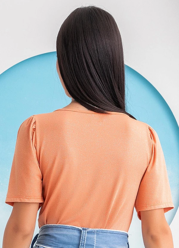 Rosalie - Blusa Laranja em Malha Metalizada 2