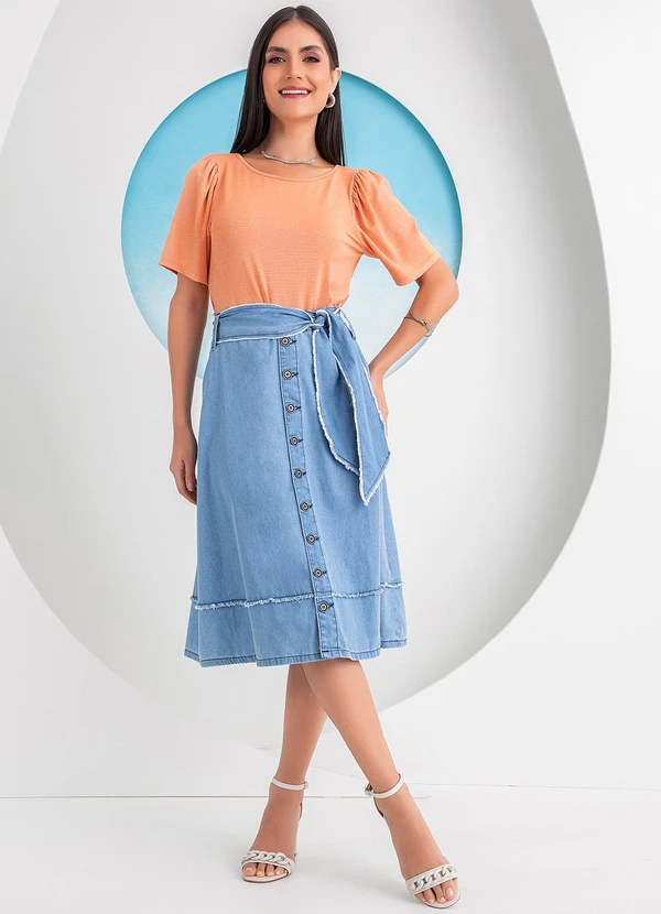 Rosalie - Blusa Laranja em Malha Metalizada 3