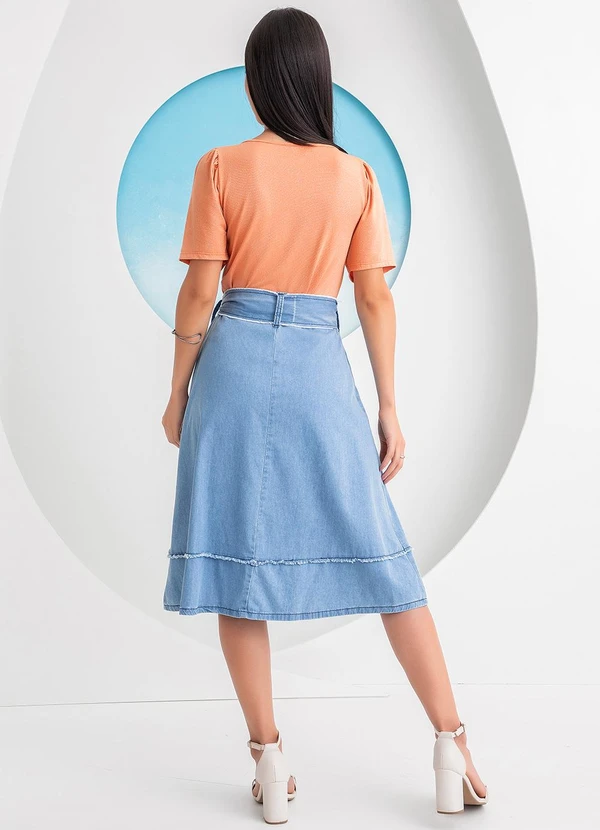 Rosalie - Blusa Laranja em Malha Metalizada 4