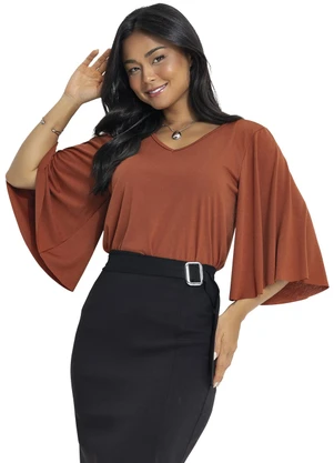 Rosalie - Blusa Marrom em Poliviscose - ROSALIE