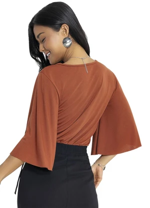 Rosalie - Blusa Marrom em Poliviscose - ROSALIE