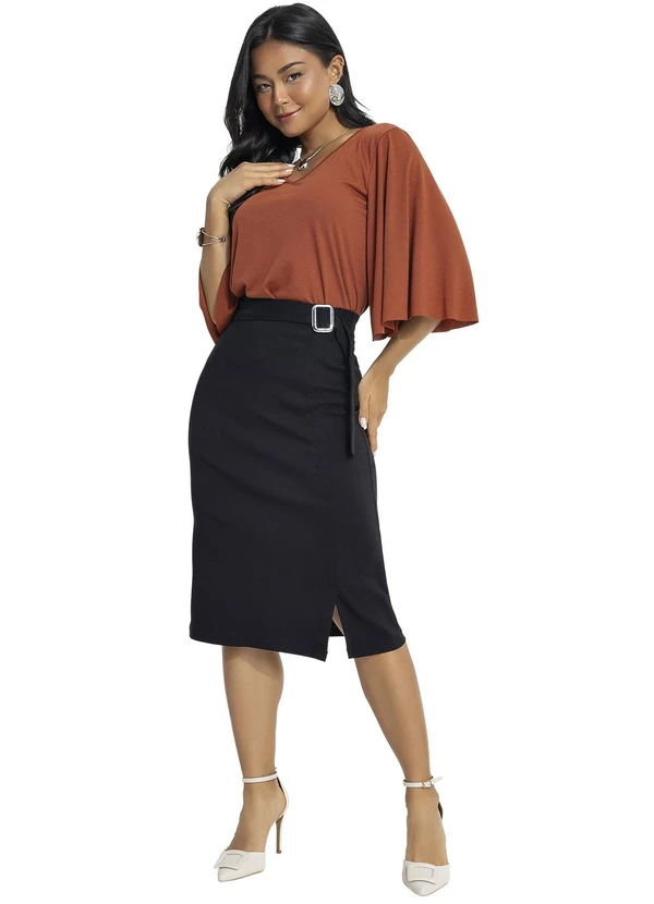 Rosalie - Blusa Marrom em Poliviscose 3