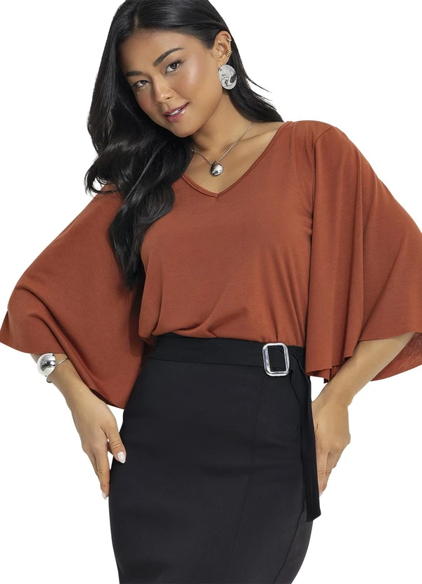 Rosalie - Blusa Marrom em Poliviscose 6