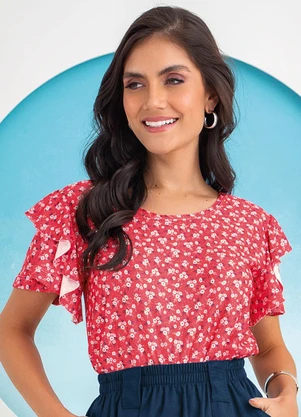 Rosalie - Blusa Mini Floral em Malha Crepe - ROSALIE