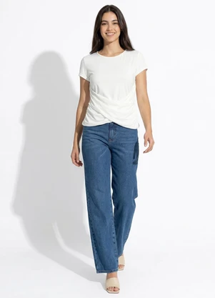 Rosalie - Blusa Off White com Transpasse - ROSALIE