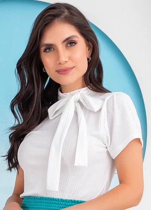 Rosalie - Blusa Off White em Canelado - ROSALIE