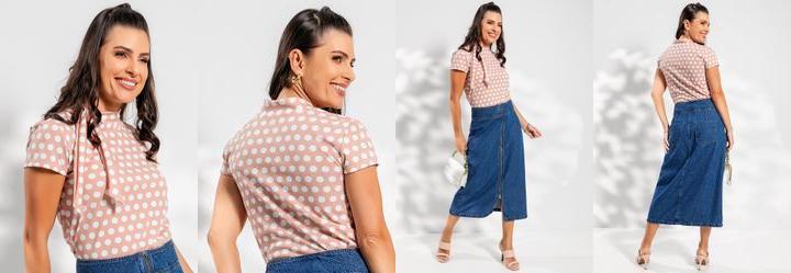 Blusa Po Nude em Jersey Acetinado