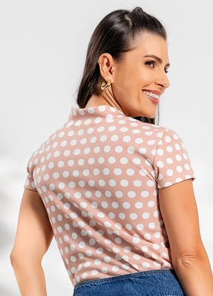Rosalie - Blusa Poá Nude em Jersey Acetinado - ROSALIE