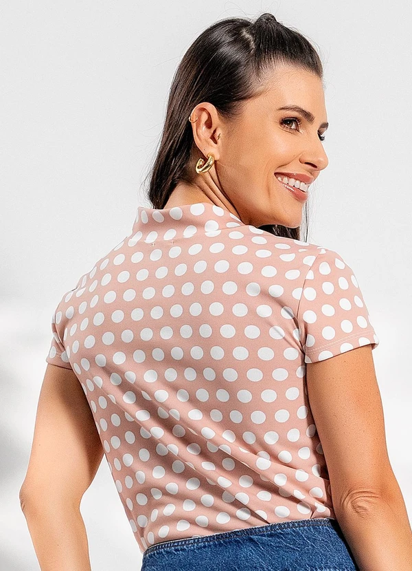 Rosalie - Blusa Poá Nude em Jersey Acetinado 2