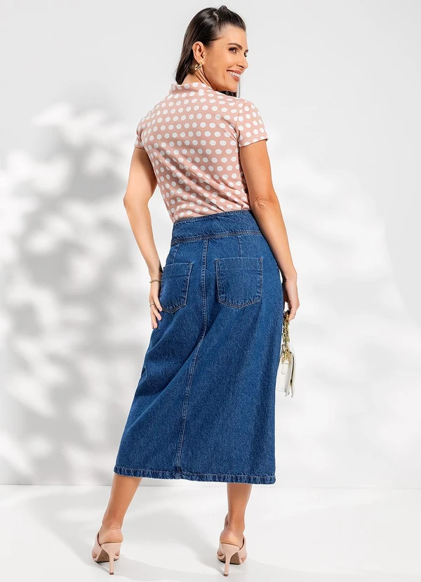 Rosalie - Blusa Poá Nude em Jersey Acetinado 4