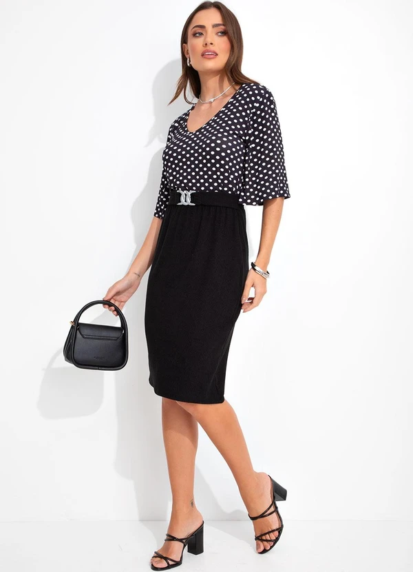 Rosalie - Blusa Poá Preto em Malha de Viscose 5