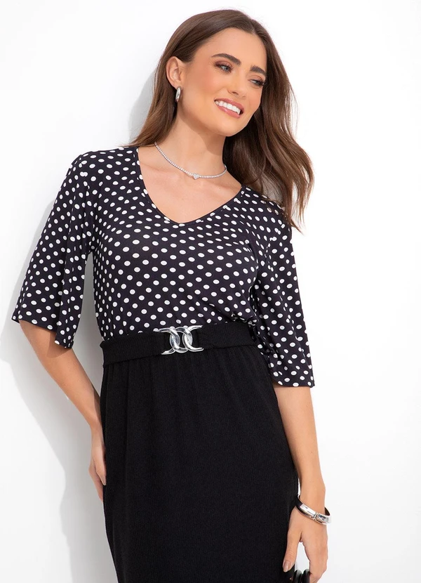 Rosalie - Blusa Poá Preto em Malha de Viscose 6