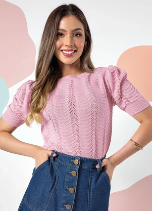 Rosalie - Blusa Rosa Claro em Tricô - ROSALIE