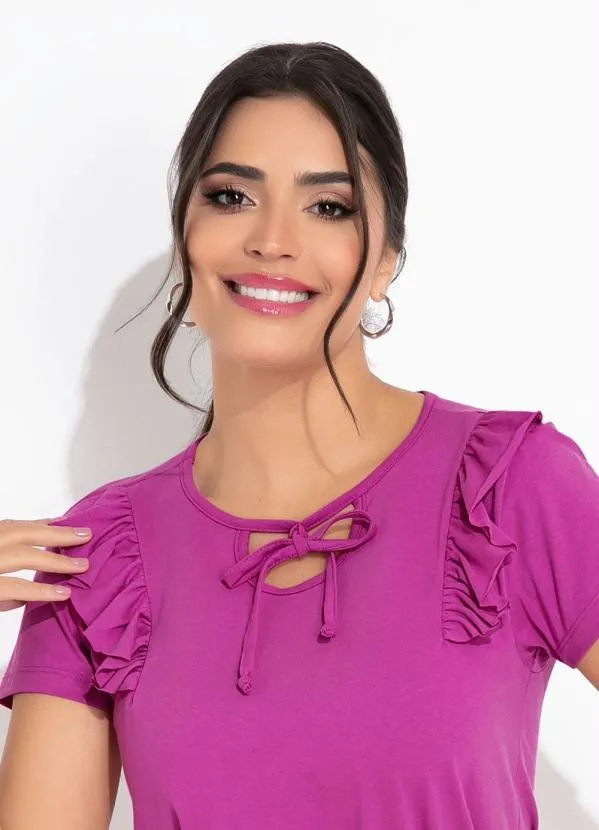 Rosalie - Blusa Rosa com Babados e Gota 3