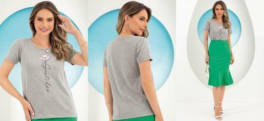 T-Shirt Mescla Claro em Malha