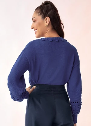 Rosalie - Blusa Azul Escuro em Tricô - ROSALIE