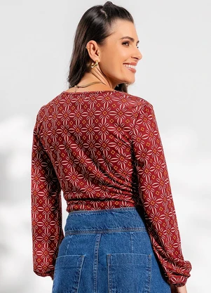 Rosalie - Blusa Geométrico Bordô em Malha - ROSALIE