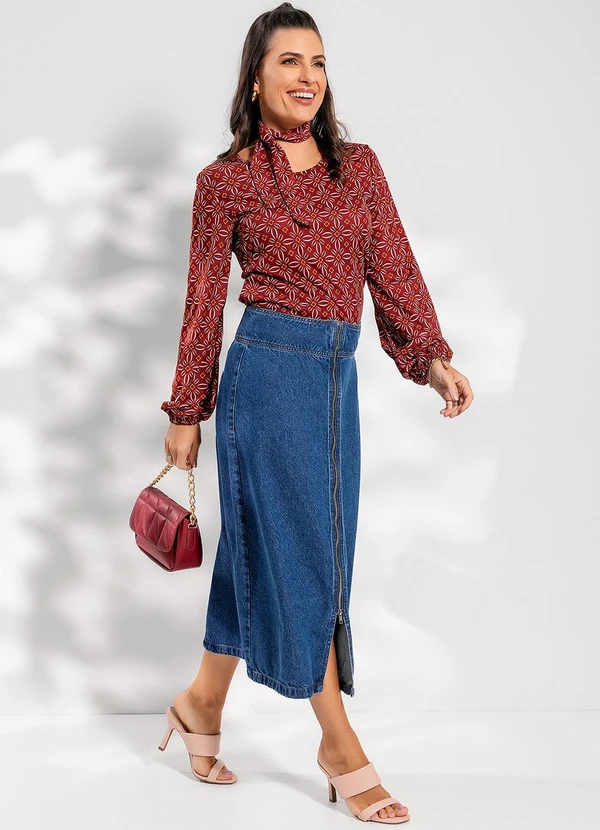 Rosalie - Blusa Geométrico Bordô em Malha 3