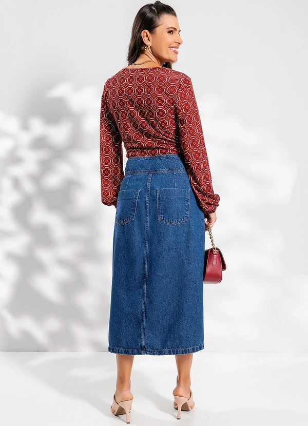 Rosalie - Blusa Geométrico Bordô em Malha 4