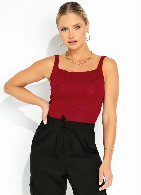 Rosalie - Blusa em Tricô Vermelha de Alças