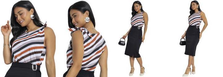 Blusa Listras Diagonal em Malha