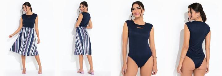 Body Marinho com Recorte Vazado