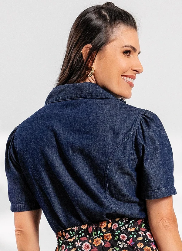 Rosalie - Blusa Jeans Azul Escuro em Jeans Leve 2