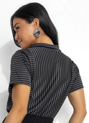 Rosalie - Camisa Listrado Preto e Branco em Malha - ROSALIE
