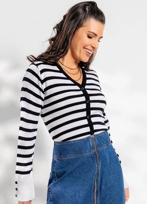 Rosalie - Casaco Branco em Tricô - ROSALIE