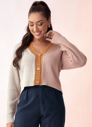 Rosalie - Casaco Rosa Claro em Tricô - ROSALIE