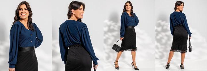 Casaco Azul Marinho em Malha Crepe