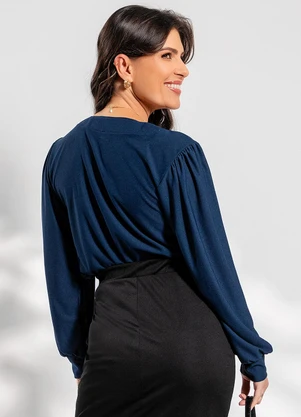 Rosalie - Casaco Azul Marinho em Malha Crepe - ROSALIE