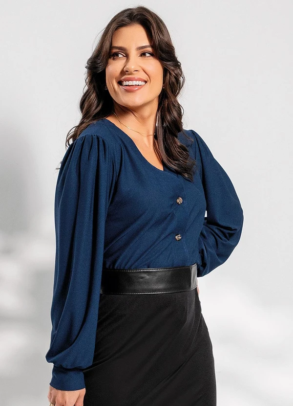 Rosalie - Casaco Azul Marinho em Malha Crepe