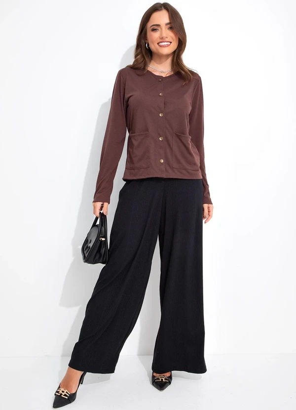 Rosalie - Casaco Marrom em Poliviscose 3