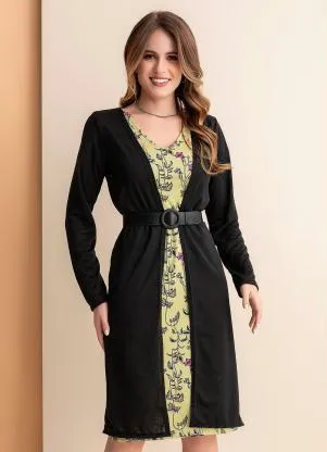 Rosalie - Casaco Preto em Malha Flamê - ROSALIE