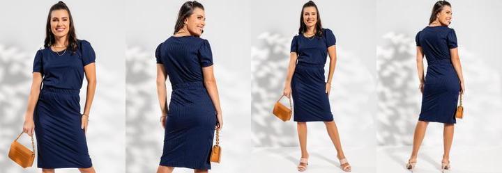 Conjunto Azul Marinho em Canelado