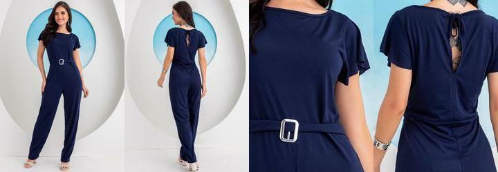 Macaco Azul Marinho em Poliviscose