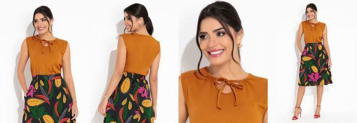 Regata Caramelo Decote com Gota