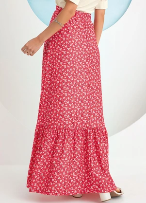 Rosalie - Saia Mini Floral em Malha Crepe - ROSALIE