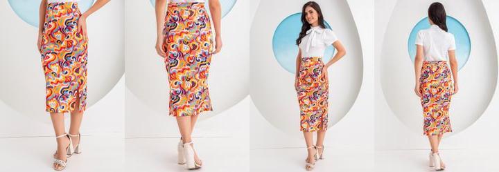 Saia Abstrata em Jersey Acetinado