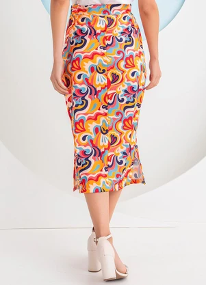 Rosalie - Saia Abstrata em Jersey Acetinado - ROSALIE