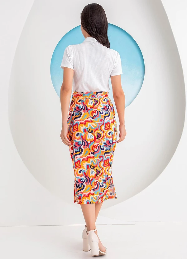 Rosalie - Saia Abstrata em Jersey Acetinado 4
