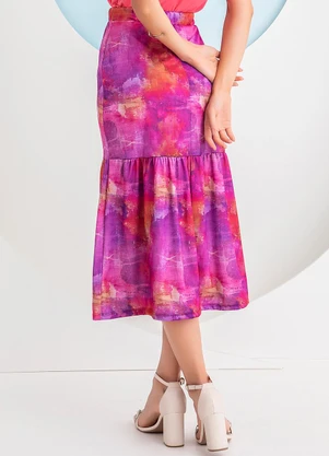 Rosalie - Saia Aquarelado em Jersey Acetinado - ROSALIE