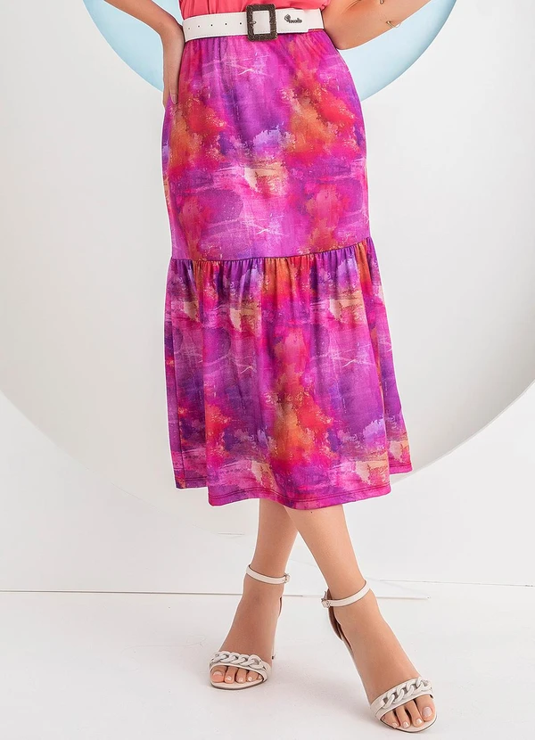 Rosalie - Saia Aquarelado em Jersey Acetinado