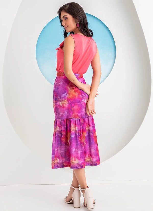 Rosalie - Saia Aquarelado em Jersey Acetinado 4