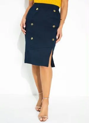 Rosalie - Saia Azul Marinho com Fenda - ROSALIE