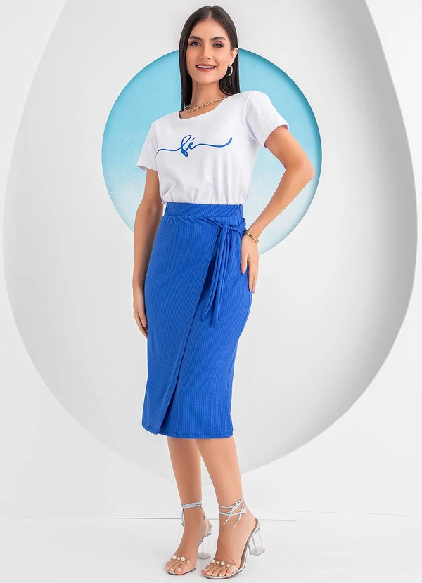 Rosalie - Saia Azul Royal em Canelado 3