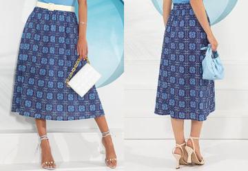 Saia Bordado Azul em Malha